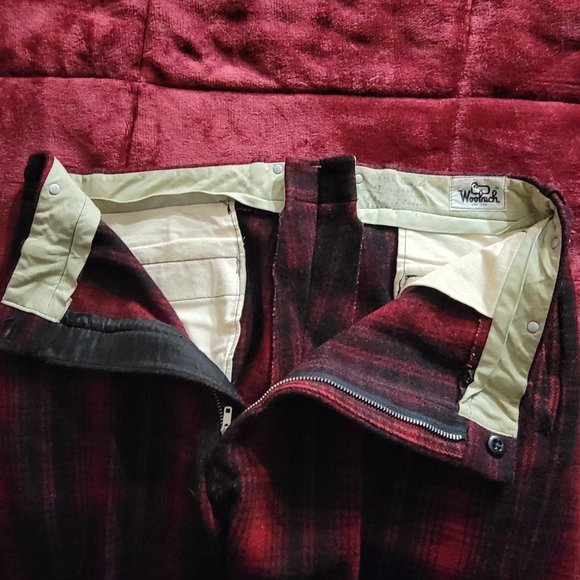 Vintage Woolrich Buffalo Red Black Plaid Hunting Pants Size 40 - Picture 7 of 9